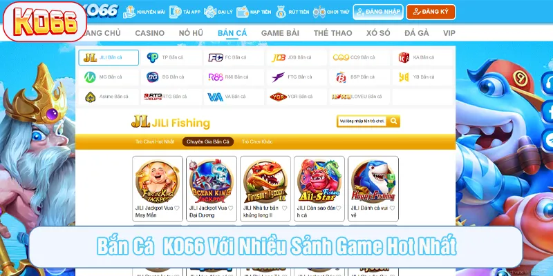 Nhiều sảnh game hấp dẫn chờ bạn trải nghiệm tại KO66