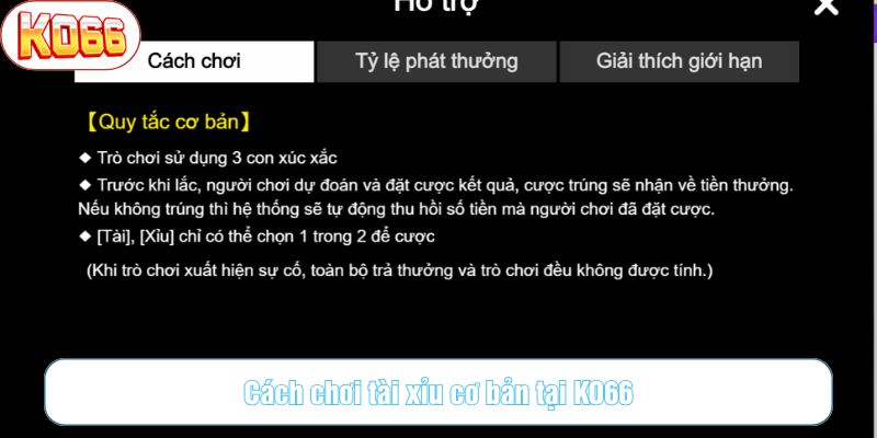 Cách chơi tài xỉu tại KO66 đơn giản cho người mới bắt đầu