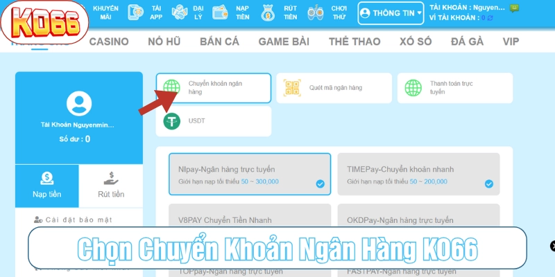 Chọn hình thức chuyển tiền bằng ngân hàng